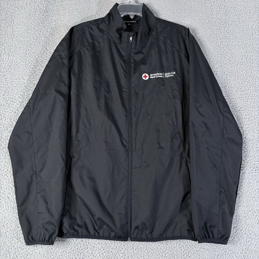 American Red Cross ARC Jacket Mens XL Black Port Authority Windbreaker Full Zip